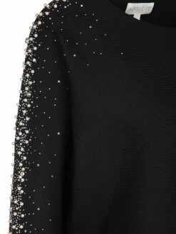 Damen Apricot Damen Strickpullover mit Zierperlen und Glitzersteinchen