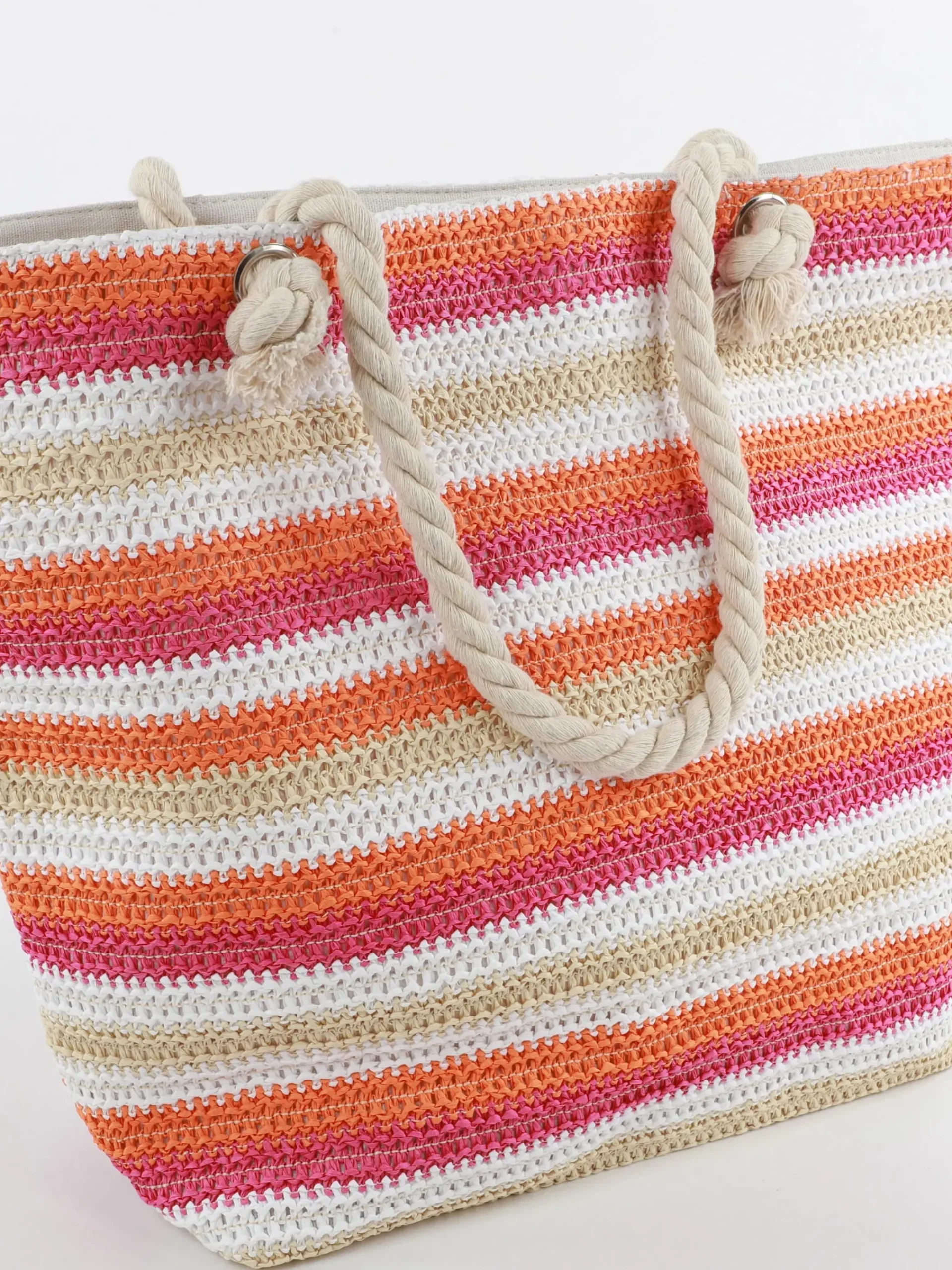 Damen Sure Damen Strohtasche mit Streifen