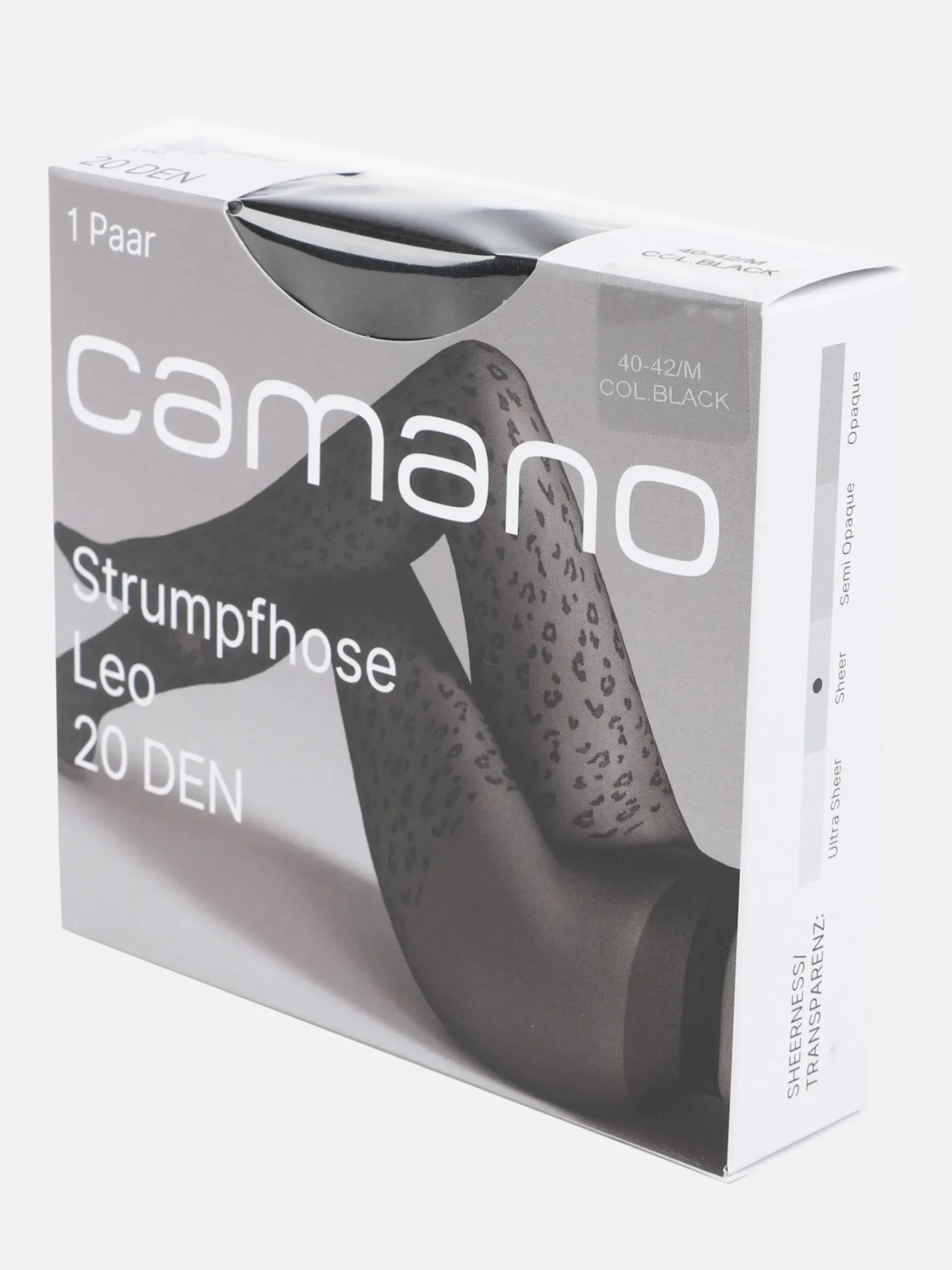 Damen Camano Damen Strumpfhose mit Leo-Muster, 20DEN