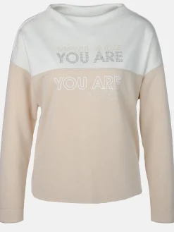 Damen Lisa Tossa Damen Sweatshirt mit Print und Glitzernieten