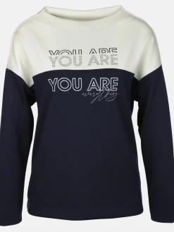 Damen Lisa Tossa Damen Sweatshirt mit Print und Glitzernieten