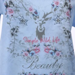 Damen Brandl Tracht Damen Trachtenshirt im Materialmix mit Frontprint