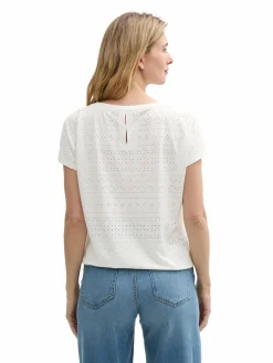 Damen Tom Tailor Damen T-Shirt mit Lochmuster