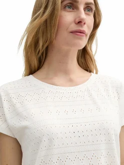 Damen Tom Tailor Damen T-Shirt mit Lochmuster