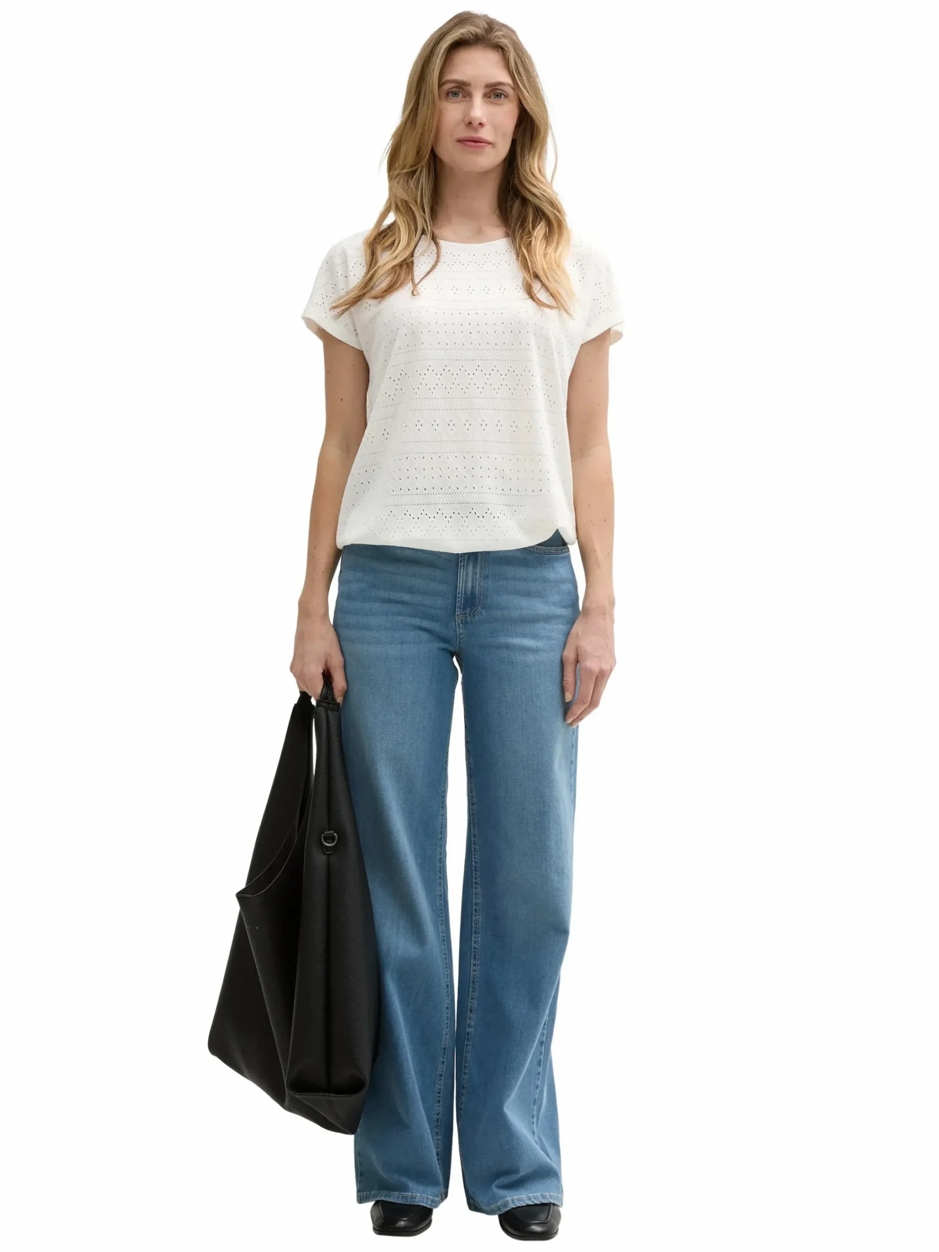 Damen Tom Tailor Damen T-Shirt mit Lochmuster