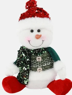 Weihnachten Deko Schneemann sitzend 16x21x24cm