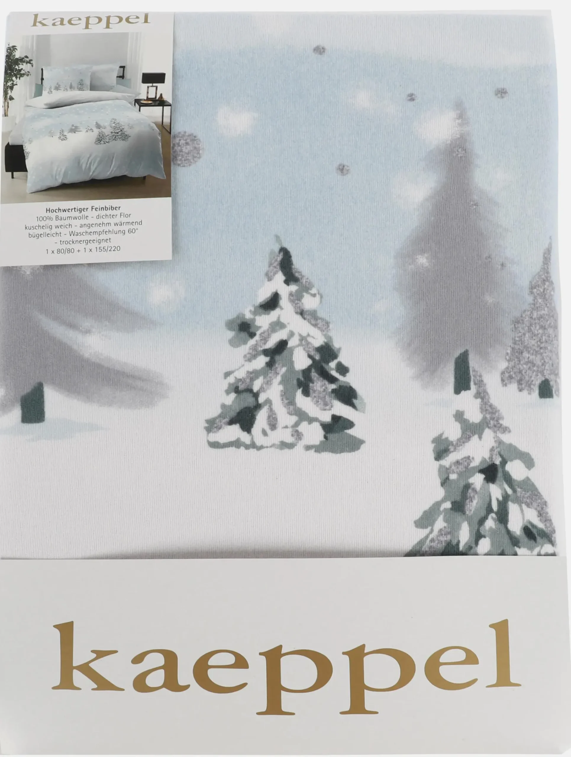 Kaeppel I Feinbiber Bettwäsche mit winterlichem Motiv, 155x220cm