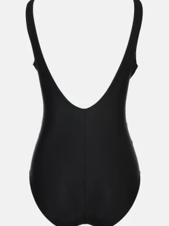 Damen Sonja Blank Große Größen Badeanzug mit farbigen Paspelstreifen