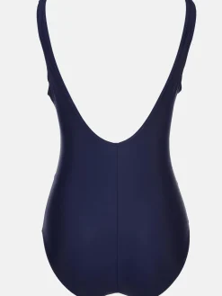 Damen Sonja Blank Große Größen Badeanzug mit farbigen Paspelstreifen