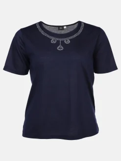 Damen Sonja Blank Große Größen Shirt mit Glitzersteinchen