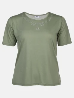 Damen Sonja Blank Große Größen Shirt mit Glitzersteinchen