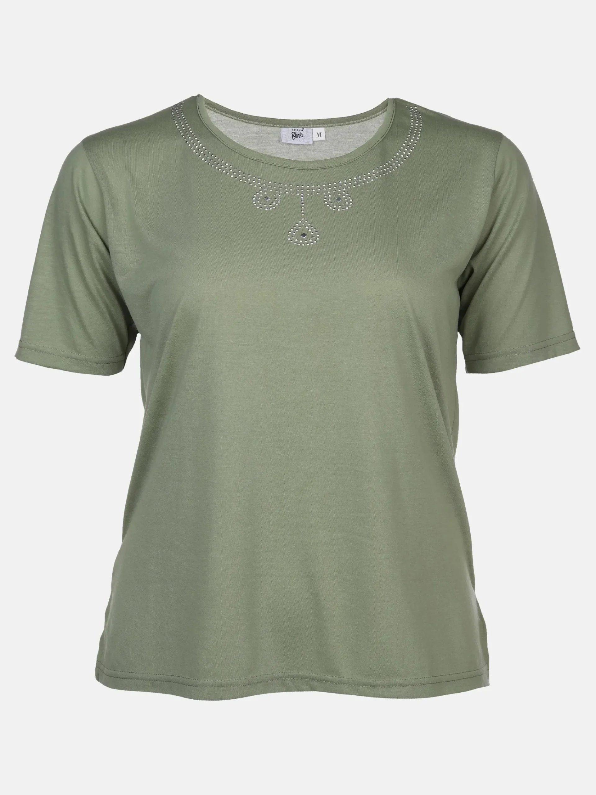 Damen Sonja Blank Große Größen Shirt mit Glitzersteinchen