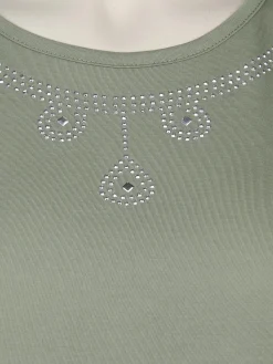 Damen Sonja Blank Große Größen Shirt mit Glitzersteinchen