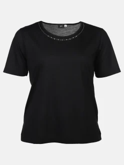 Damen Sonja Blank Große Größen Shirt mit Glitzersteinchen