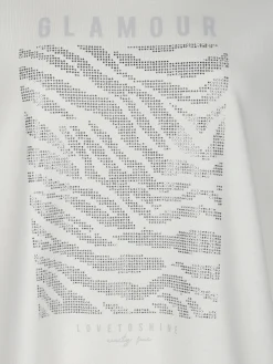 Damen Sonja Blank Große Größen Shirt mit Glitzersteinchen
