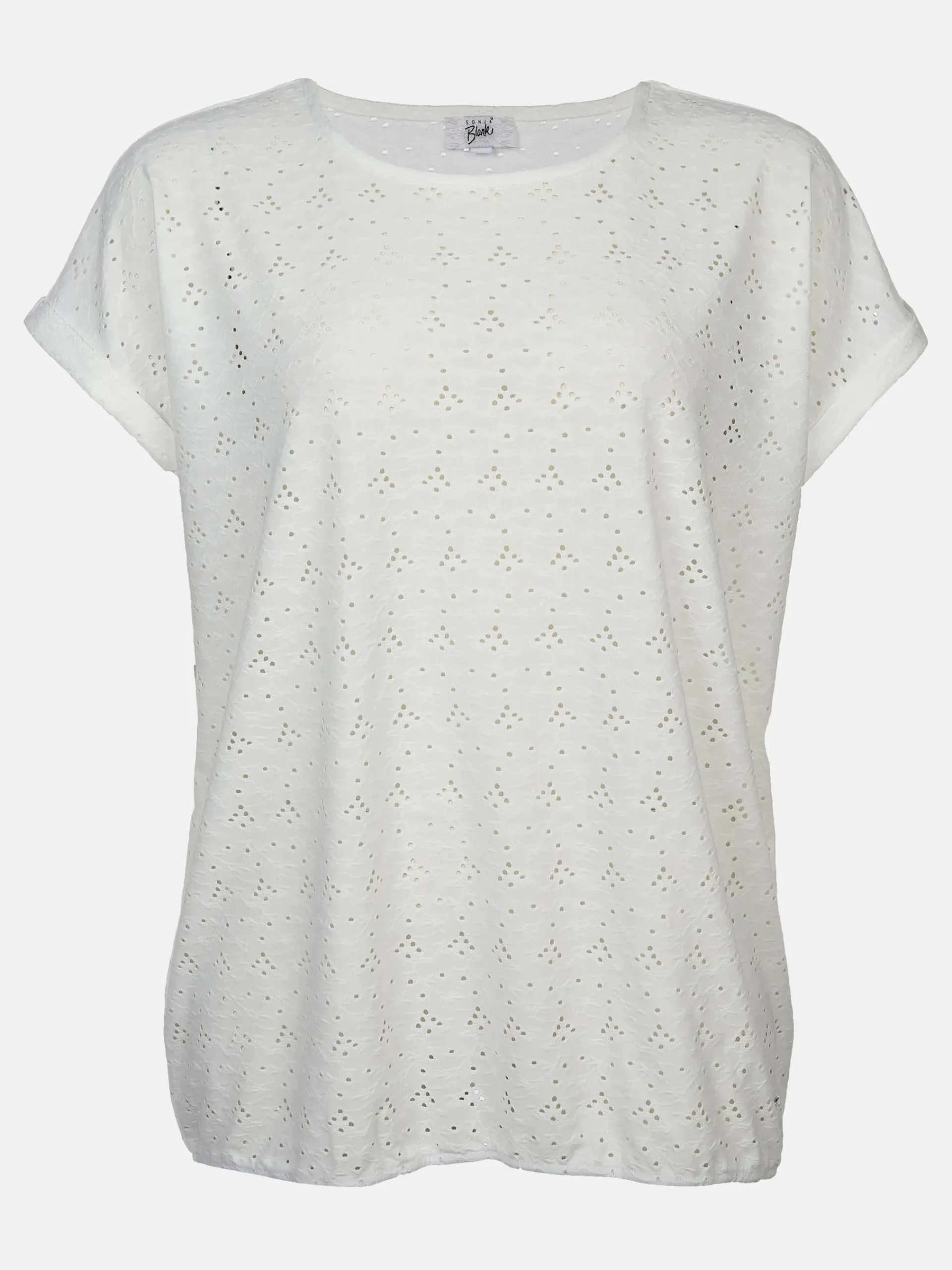 Damen Sonja Blank Große Größen Shirt mit Lochmuster
