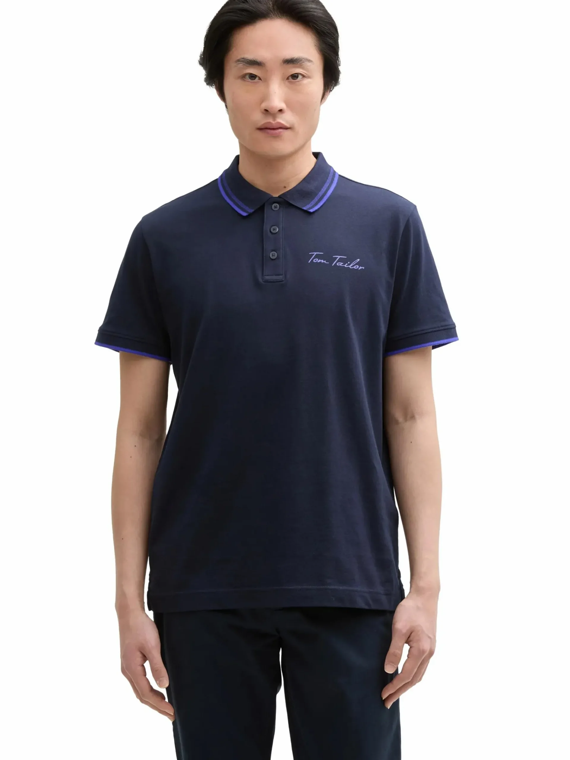 Herren Tom Tailor Herren Basic Polo mit Randstreifen