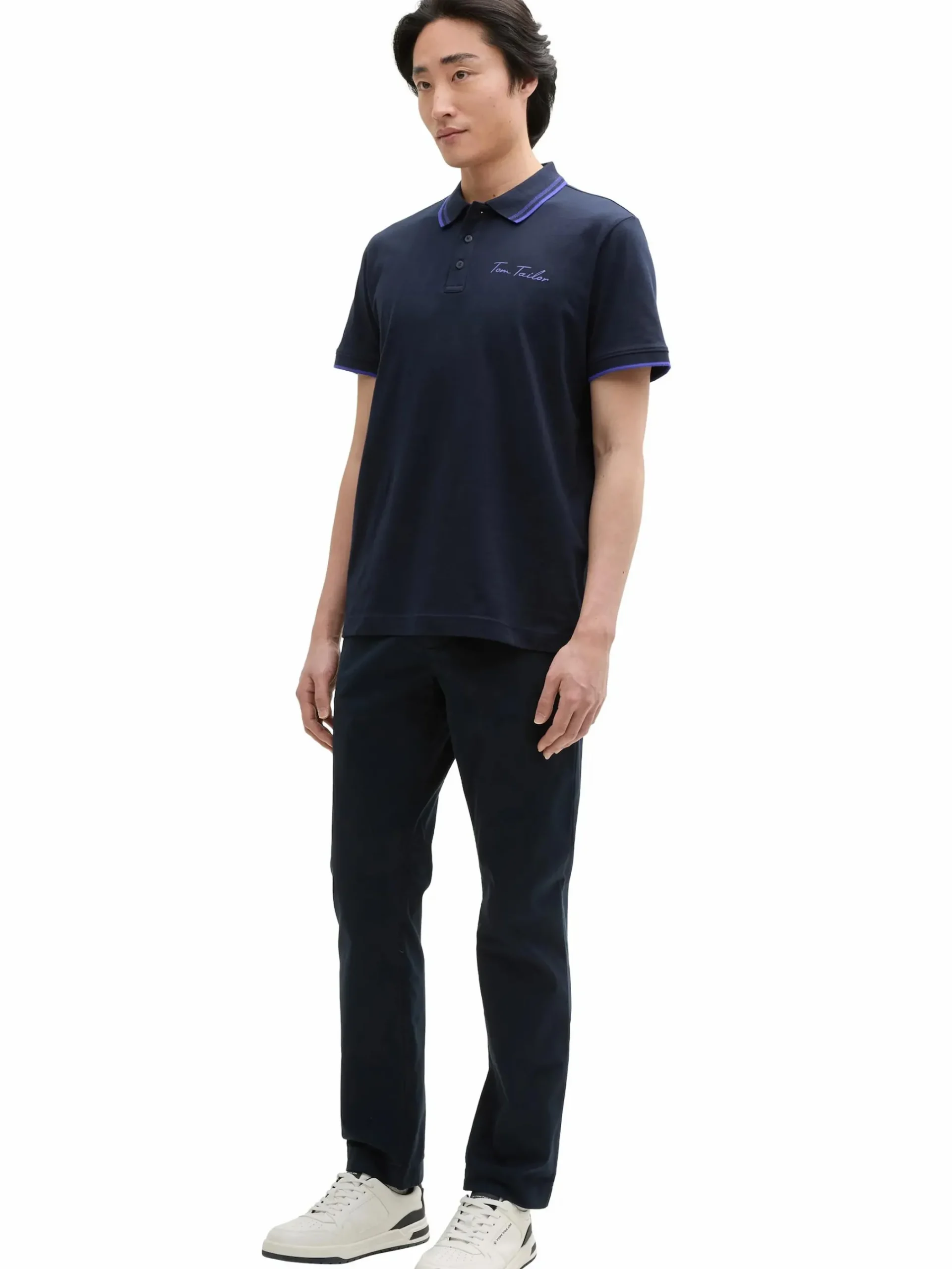 Herren Tom Tailor Herren Basic Polo mit Randstreifen