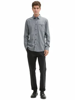 Herren Tom Tailor Herren Freizeithemd in ganz feiner Pünktchenstruktur