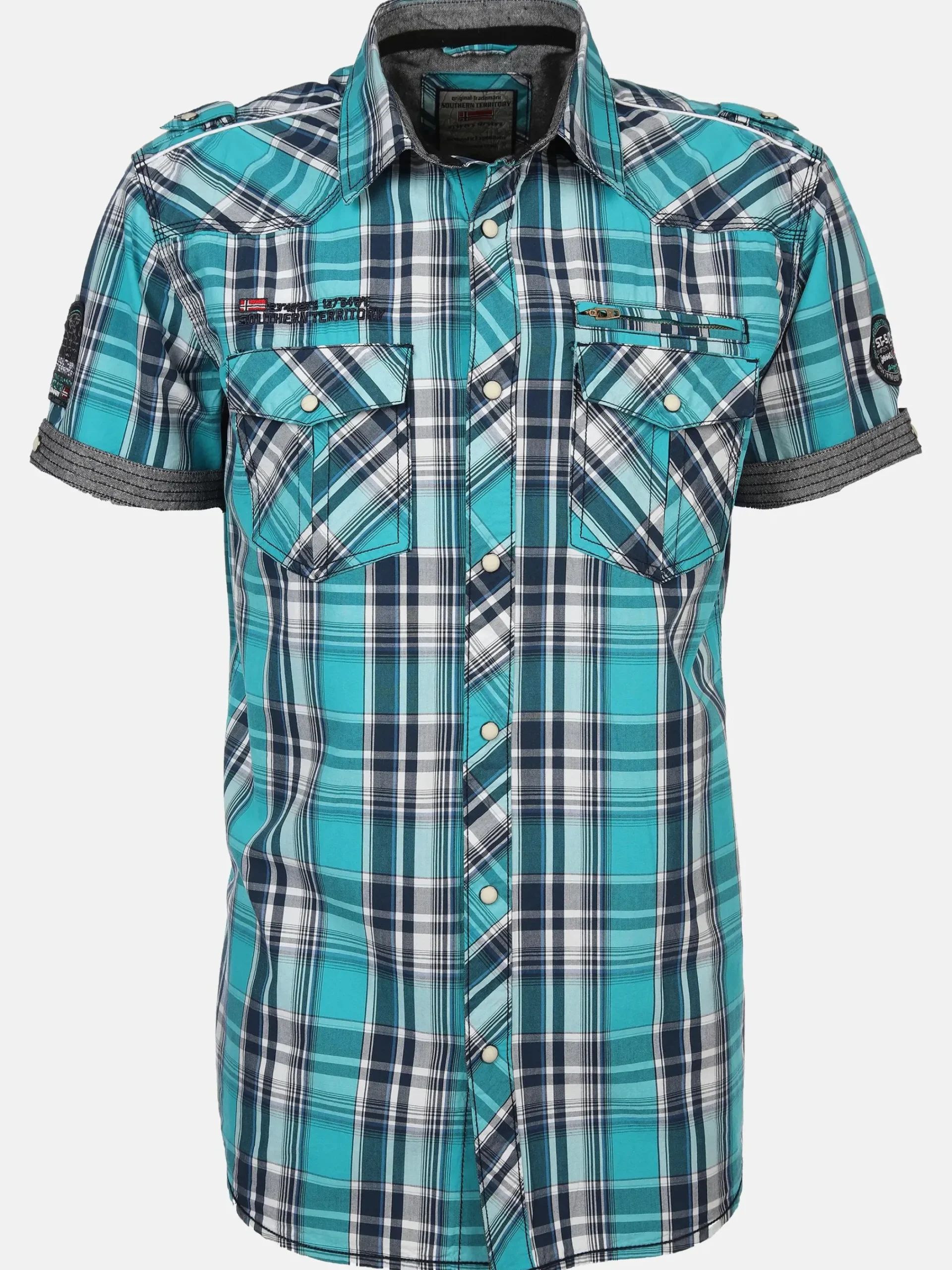Herren Southern Territory Herren Freizeithemd kariert mit kurzem Arm