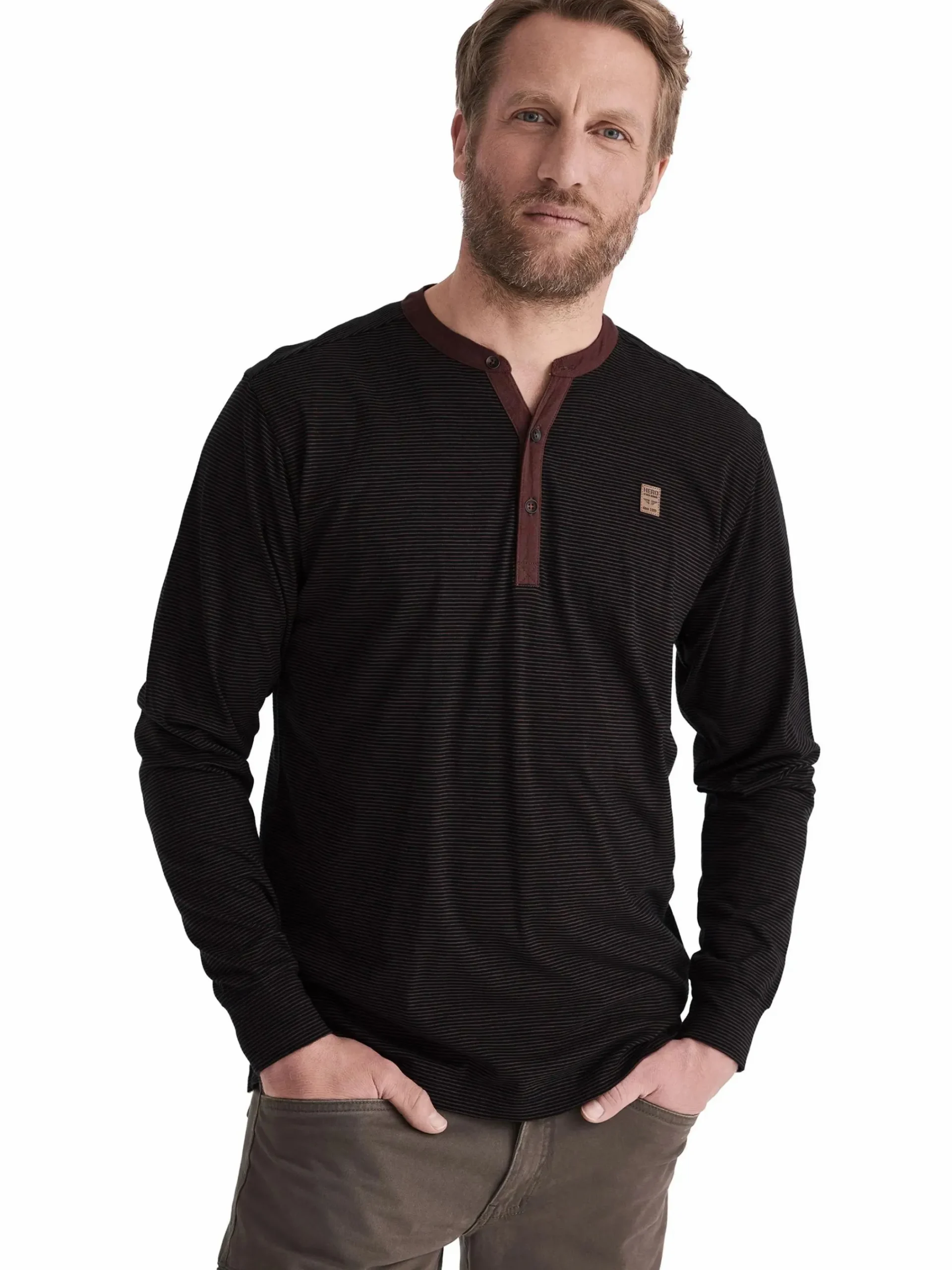 Herren HERO by John Medoox Herren Henleyshirt "Hano"