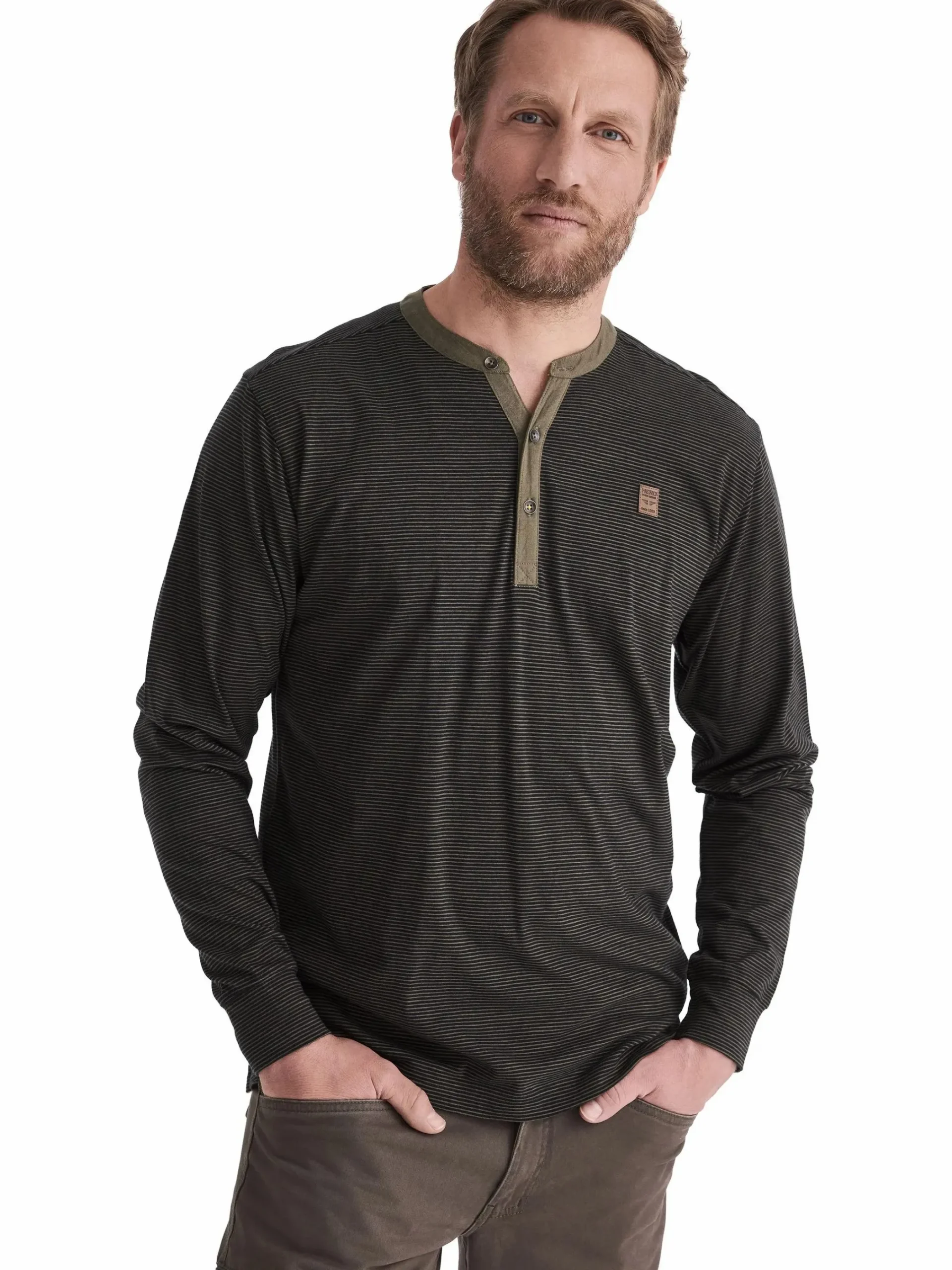 Herren HERO by John Medoox Herren Henleyshirt "Hano"