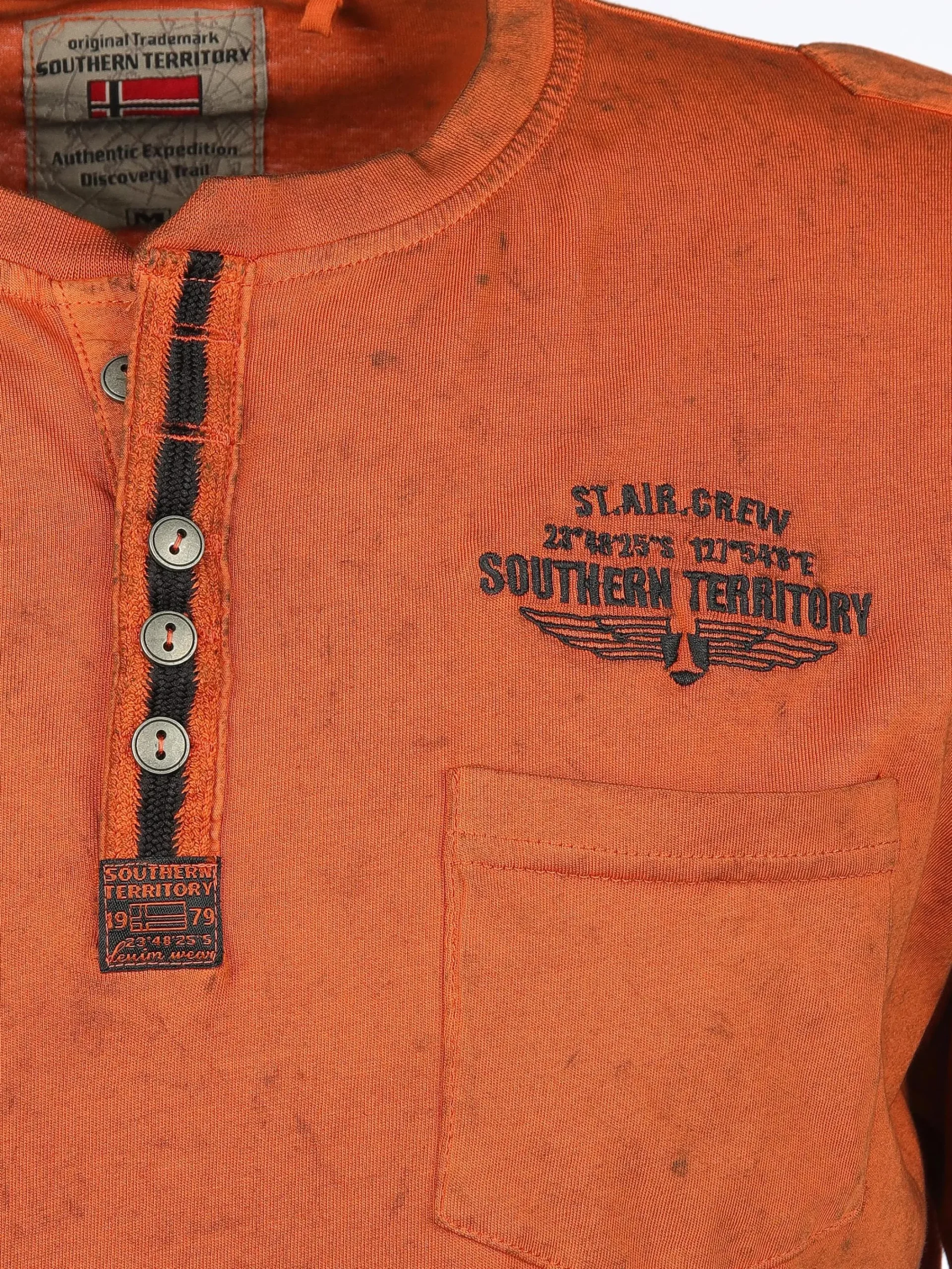 Herren Southern Territory Herren Henleyshirt im Used Look