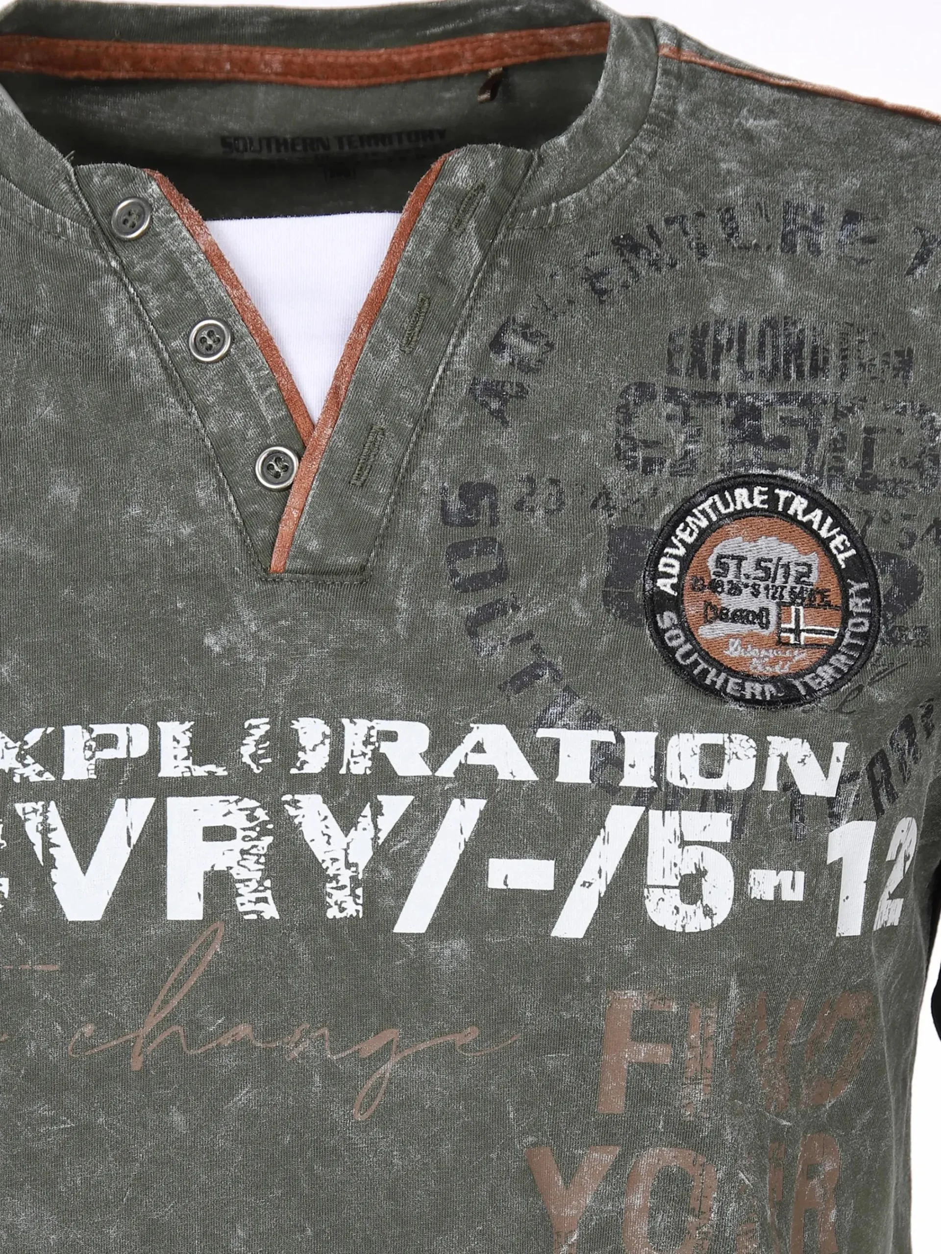 Herren Southern Territory Herren Henleyshirt in Used 2in1 Optik