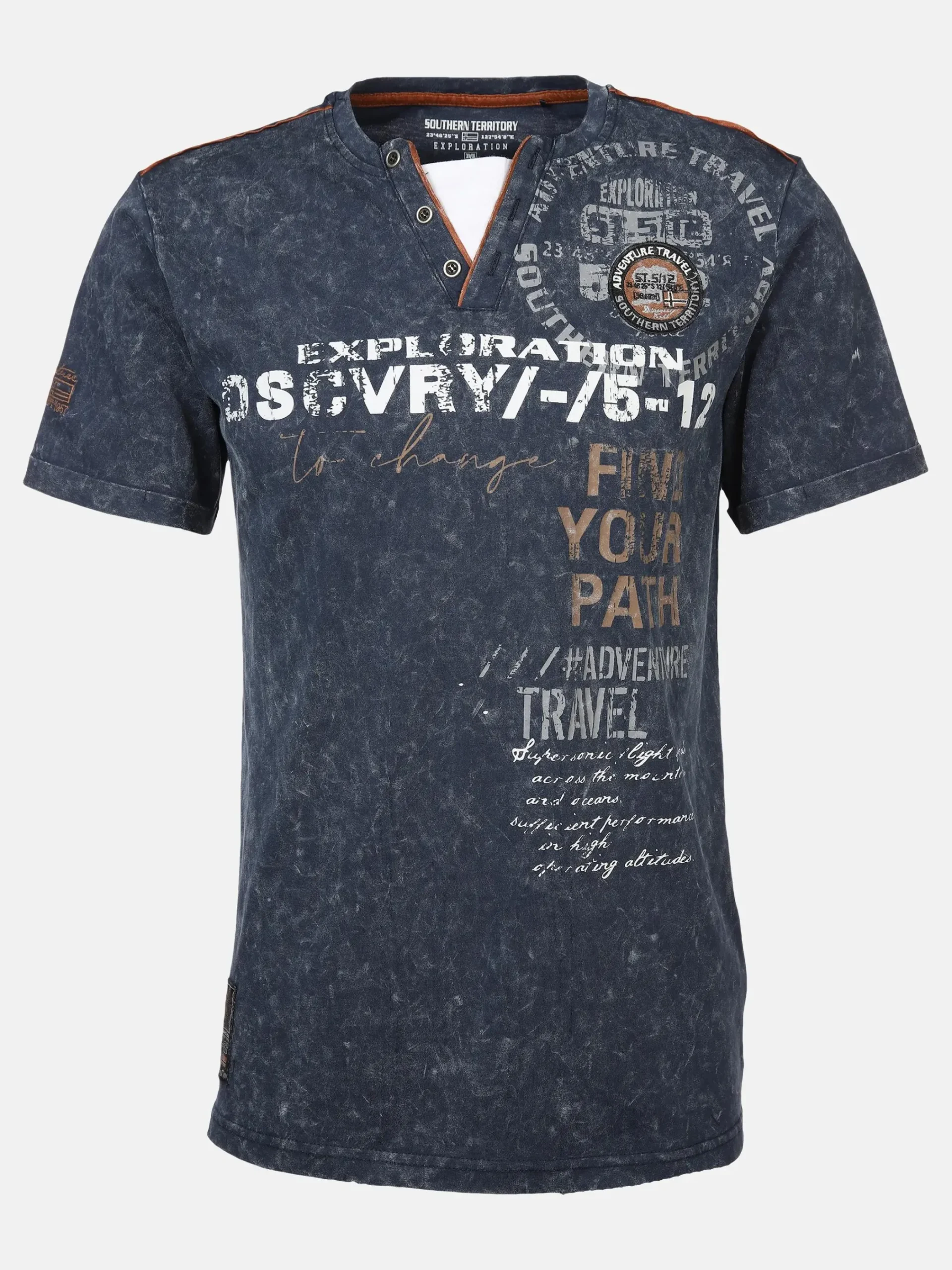 Herren Southern Territory Herren Henleyshirt in Used 2in1 Optik