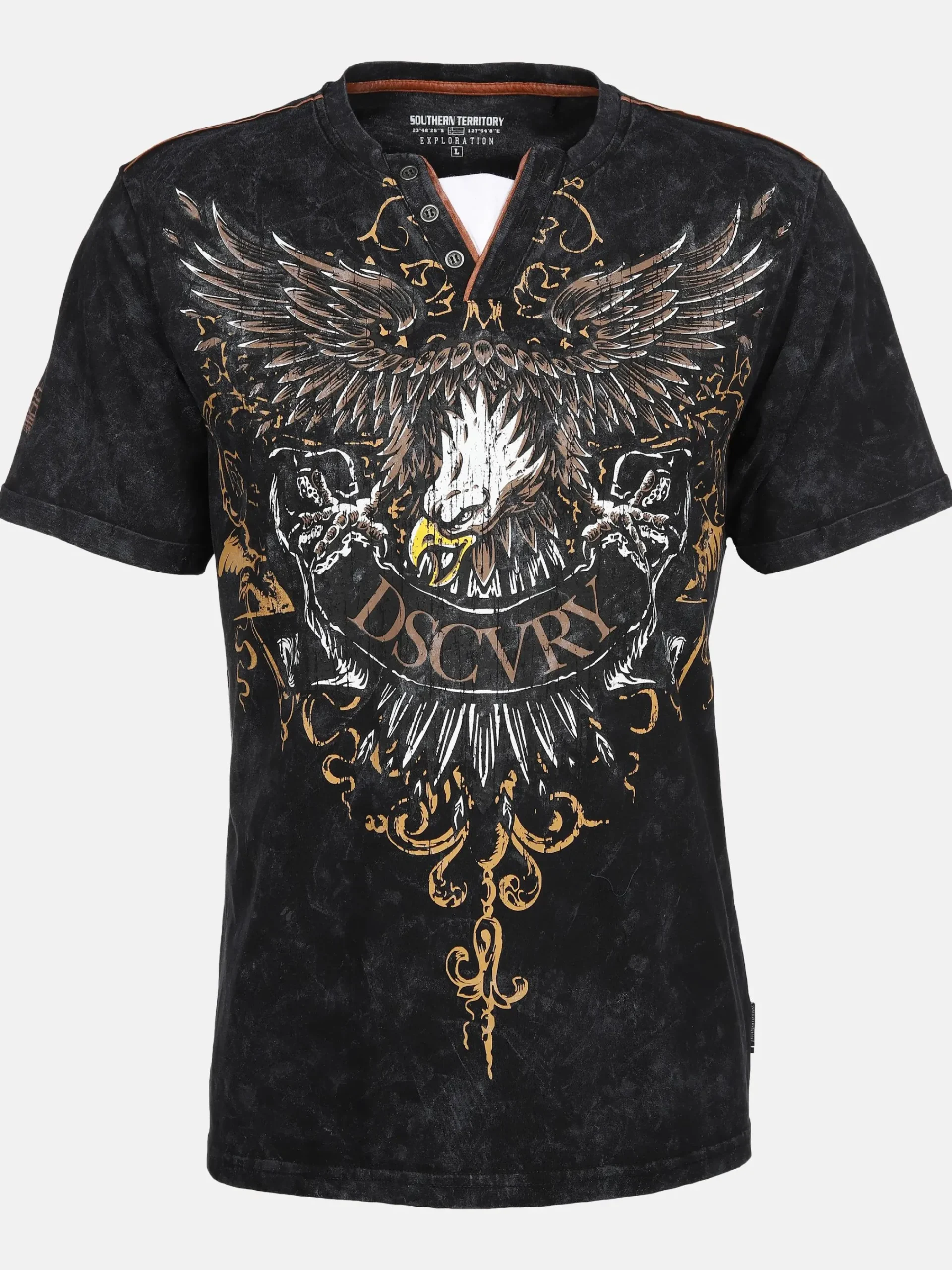 Herren Southern Territory Herren Henleyshirt mit auffälligem Frontprint