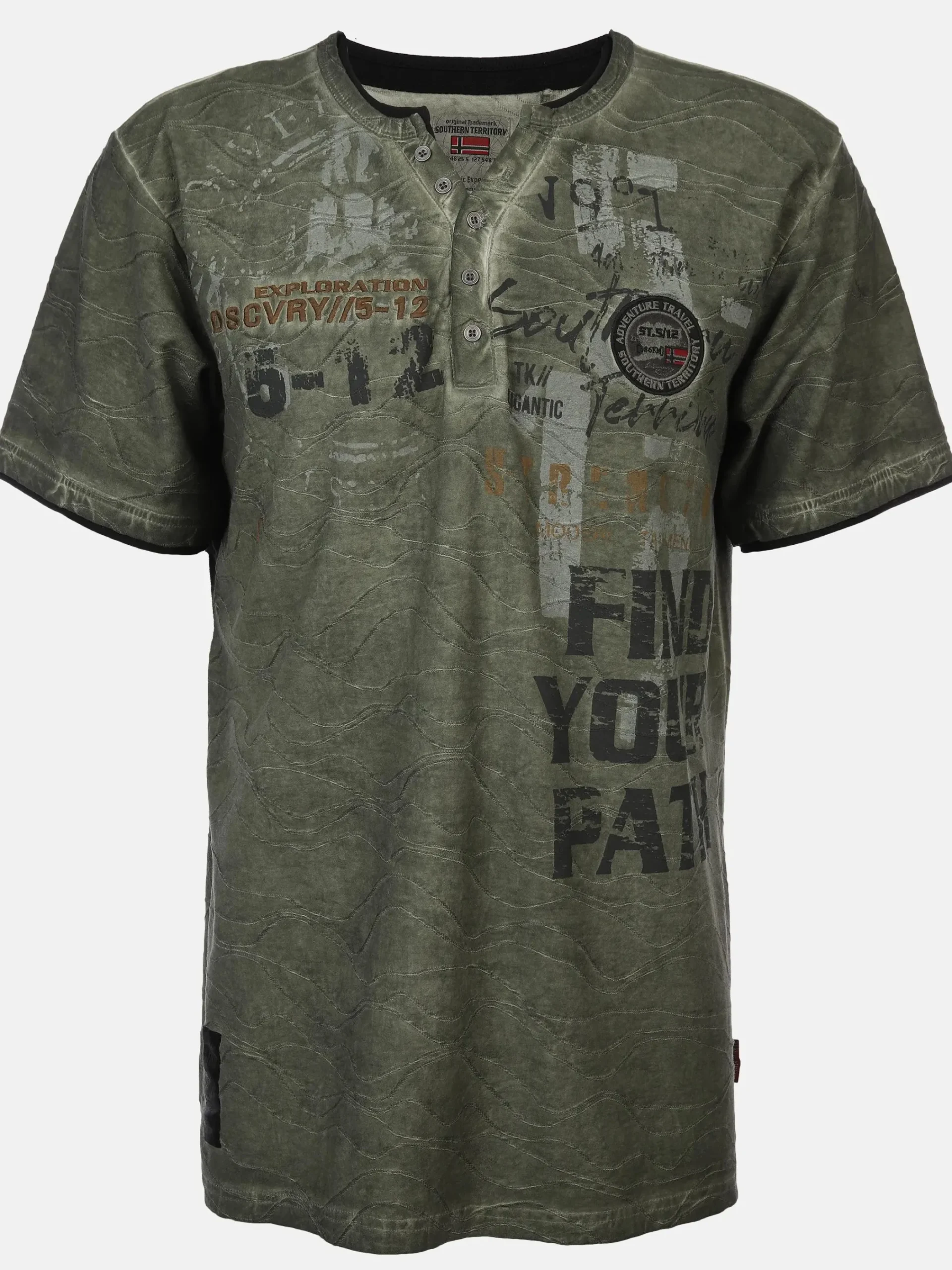 Herren Southern Territory Herren Henleyshirt mit 2in1 Kragen