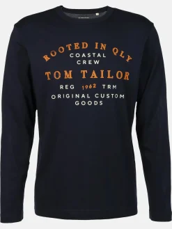 Herren Tom Tailor Herren Langarmshirt mit Frontprint