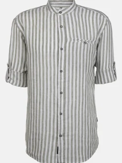 Herren Jim Spencer Herren Leinenhemd mit kleinem Stehkragen