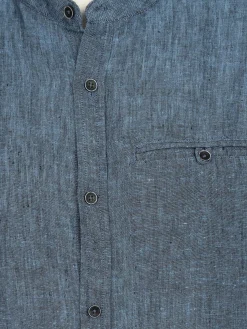 Herren Jim Spencer Herren Leinenhemd mit Stehkragen