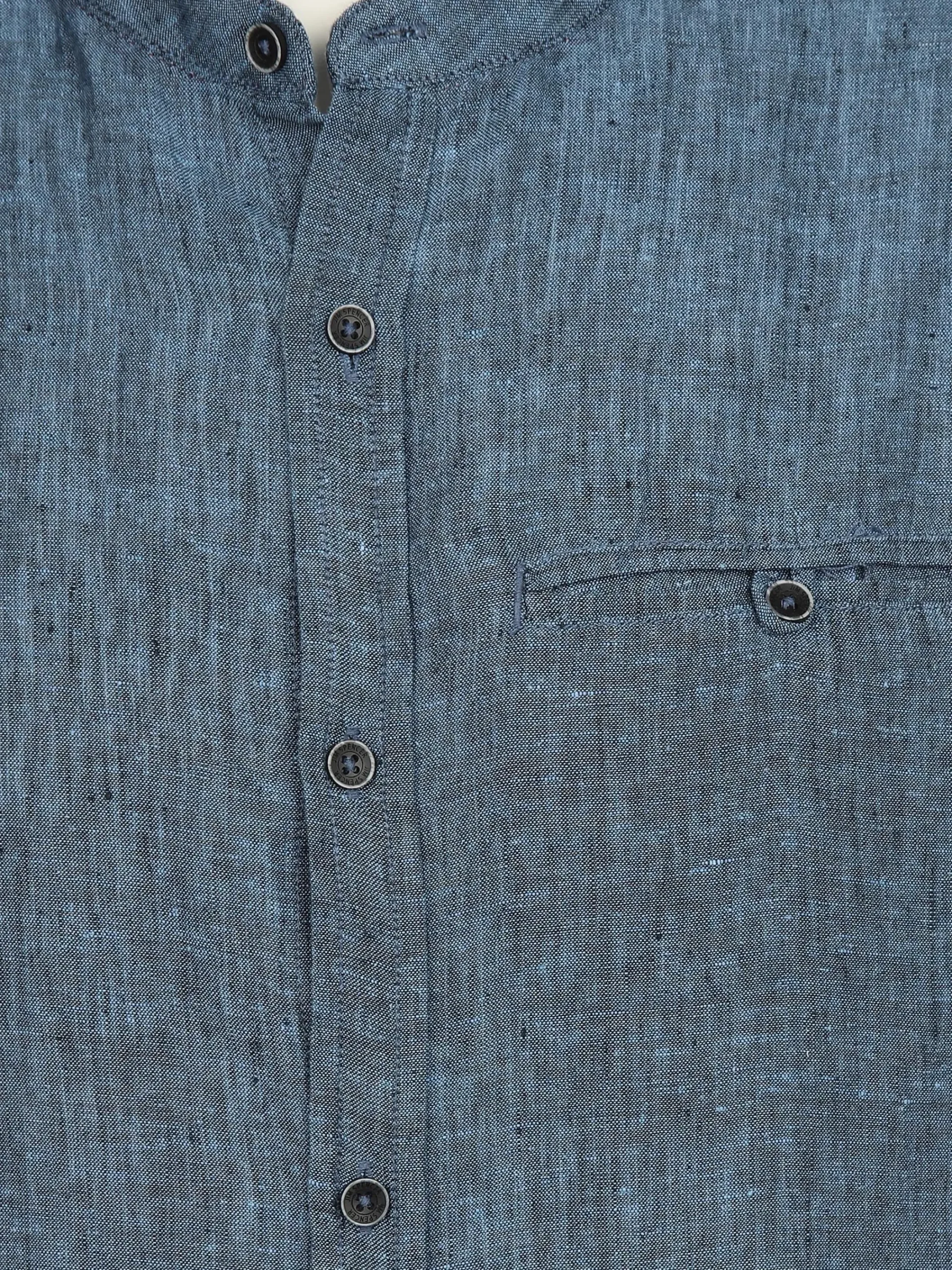 Herren Jim Spencer Herren Leinenhemd mit Stehkragen