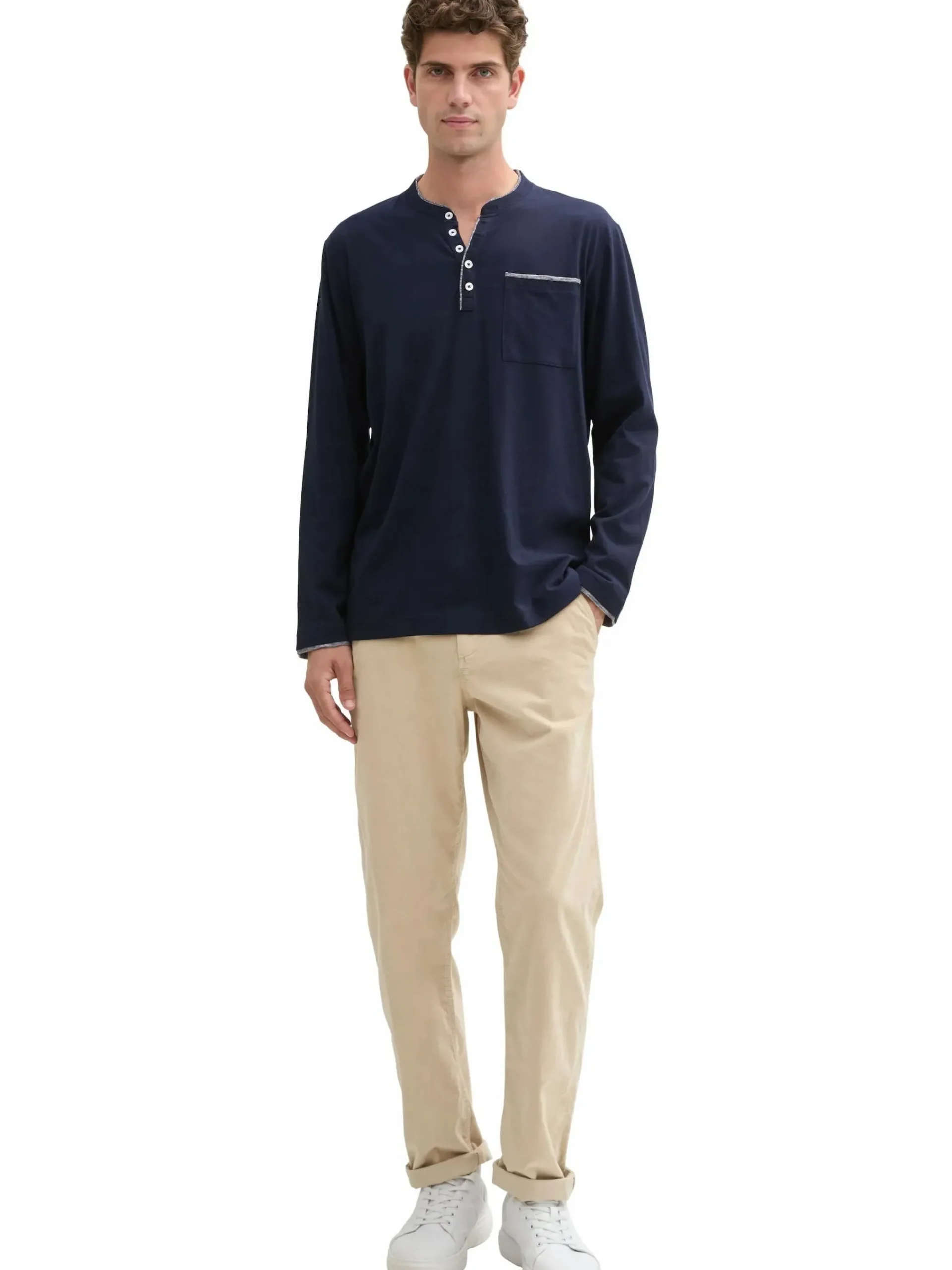 Herren Tom Tailor Herren Shirt mit Serafinoausschnitt