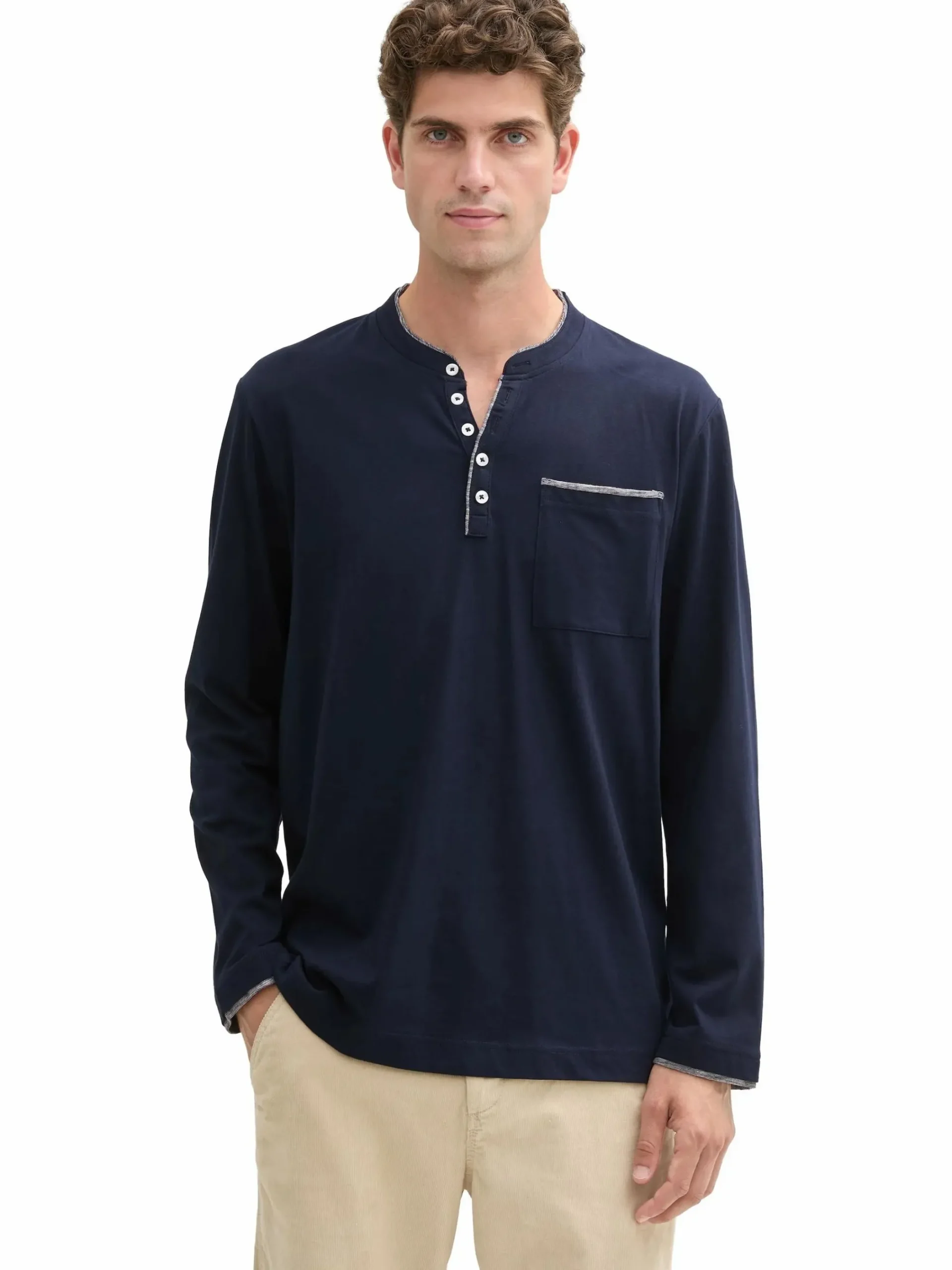 Herren Tom Tailor Herren Shirt mit Serafinoausschnitt