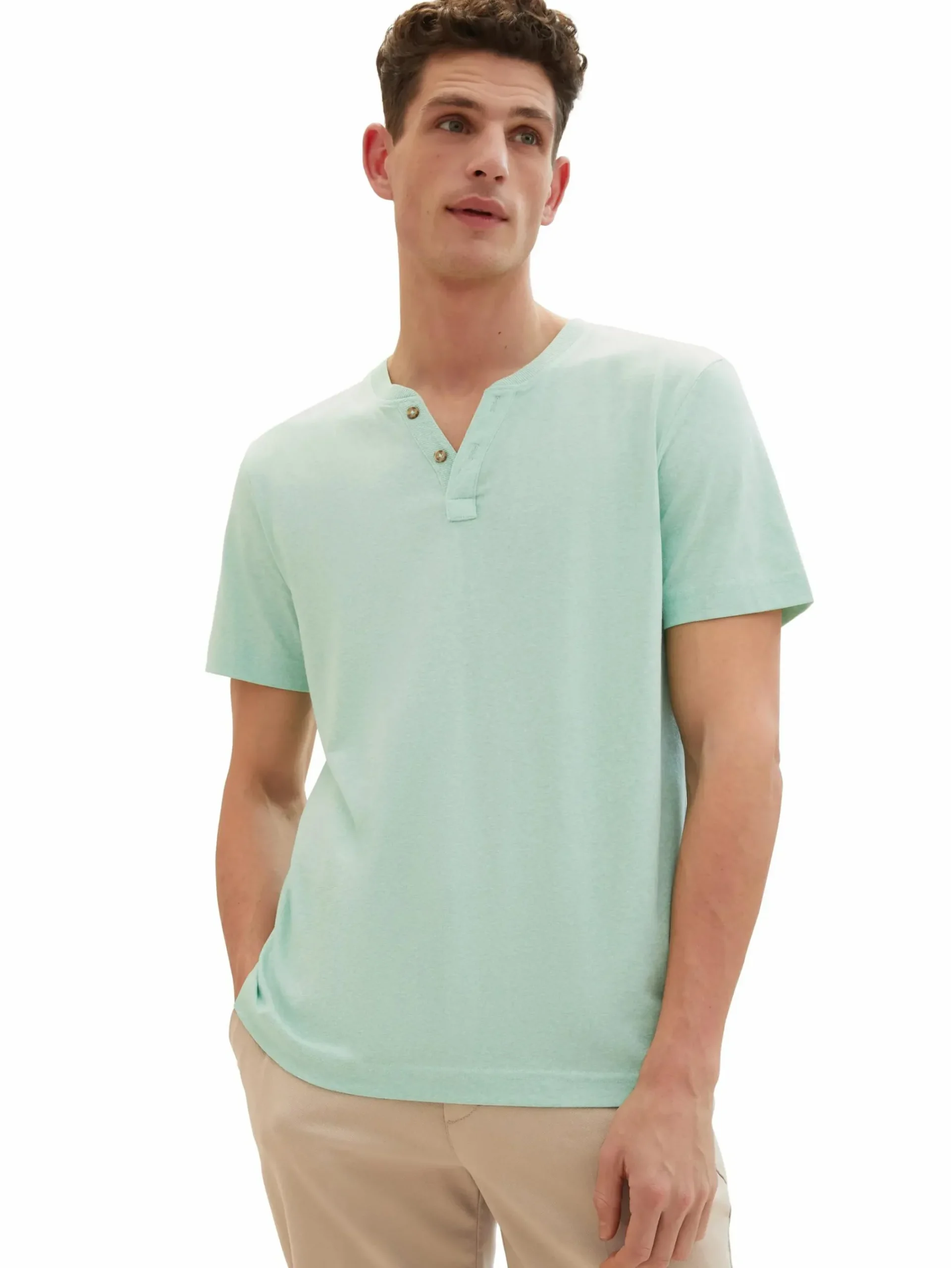 Herren Tom Tailor Herren Shirt mit Serafinoausschnitt