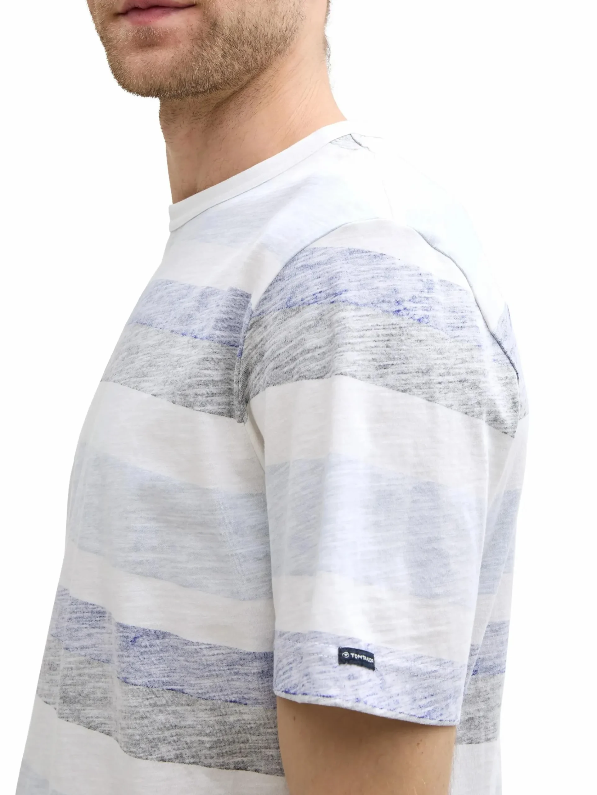 Herren Tom Tailor Herren T-Shirt in used Optik mit Streifen