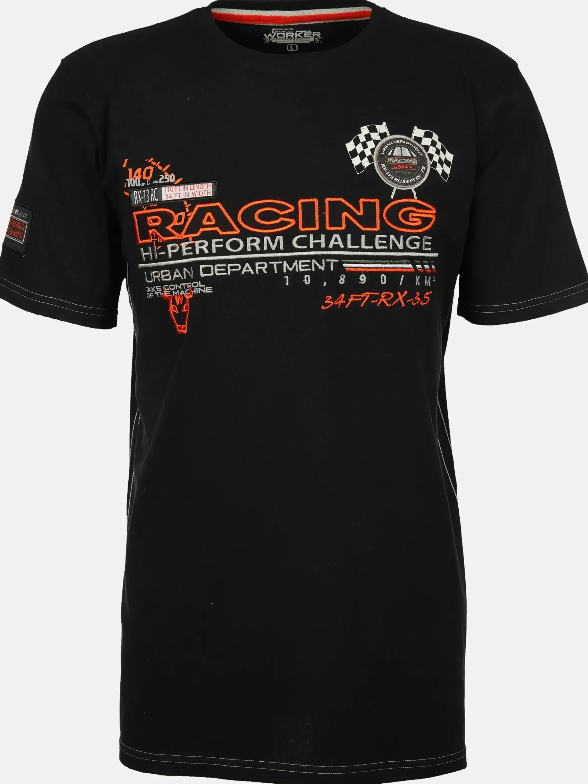 Herren Worker Herren T-Shirt mit Racing Print