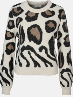 Damen Jacqueline Jacquline JDYLORRAINE ANIMAL L/ Pullover mit abstraktem Leoprint