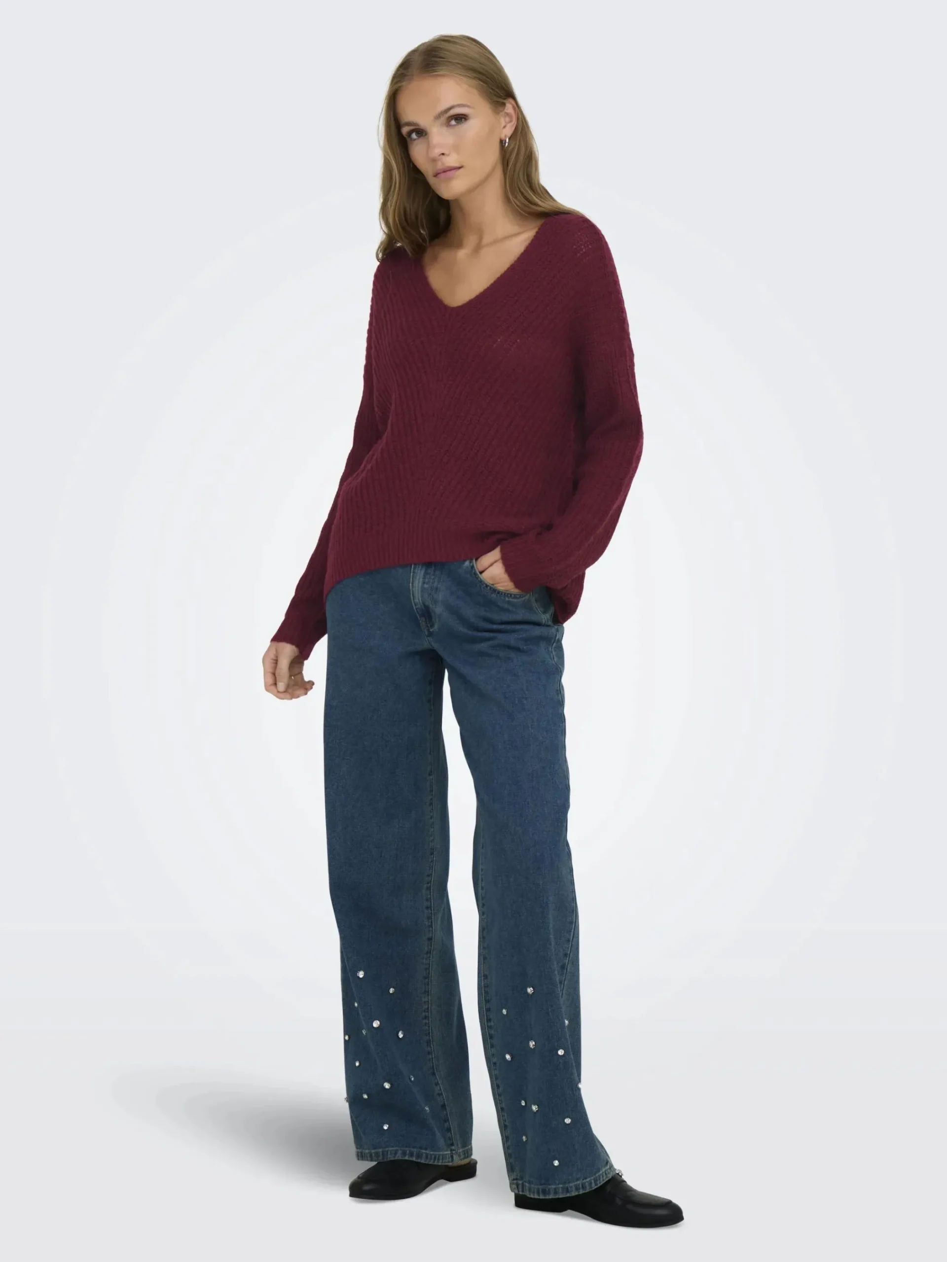 Damen Jacqueline Jacquline JDYNEW MEGAN L/S PULLOV Strickpullover mit V-Ausschnitt