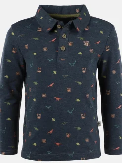 Kinder One Way Jungen Poloshirt mit langem Arm im Minimalprint