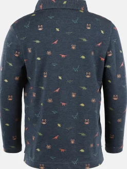 Kinder One Way Jungen Poloshirt mit langem Arm im Minimalprint