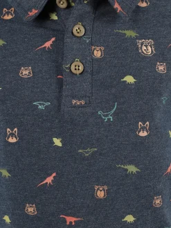 Kinder One Way Jungen Poloshirt mit langem Arm im Minimalprint