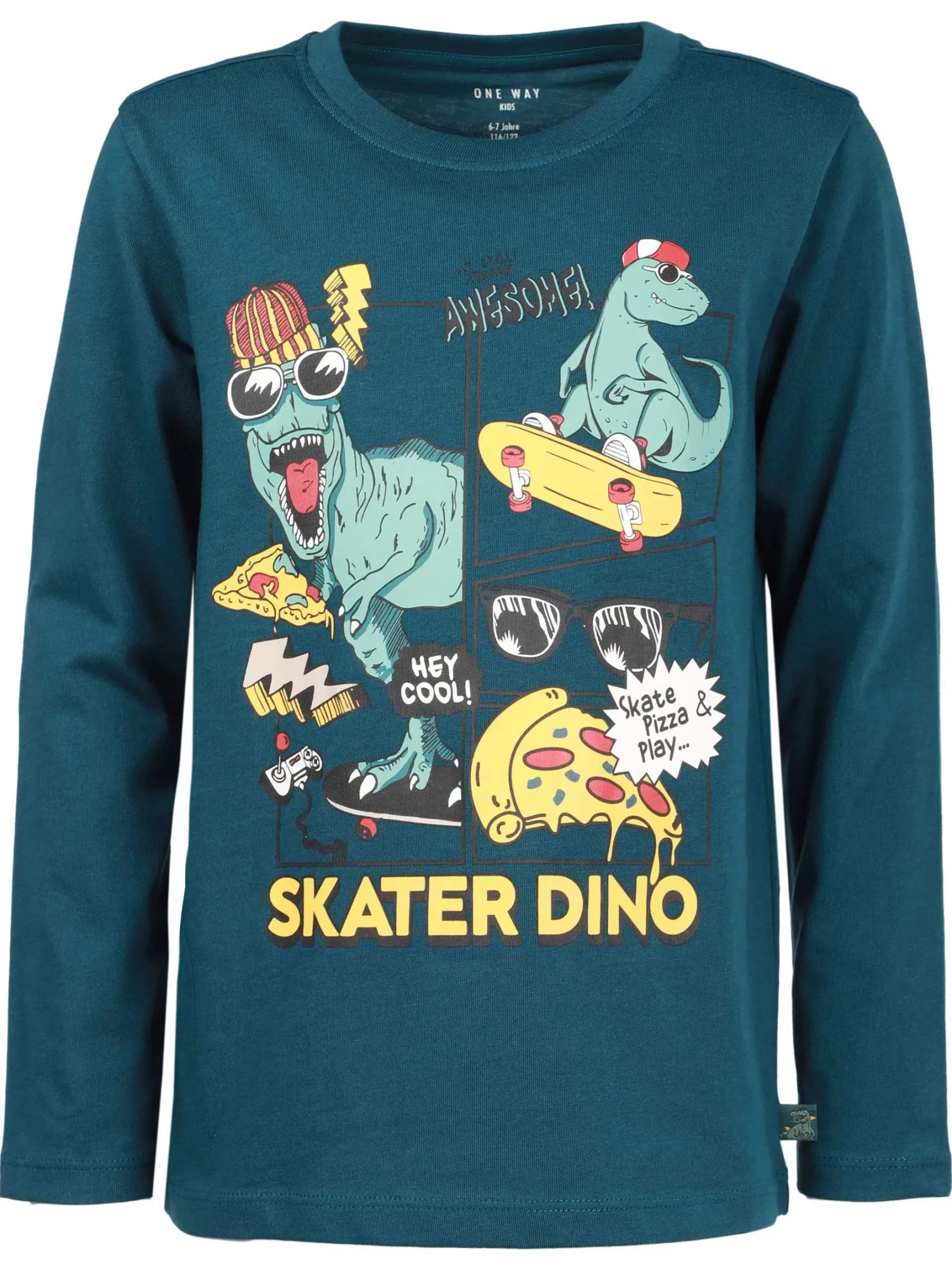 Kinder One Way Jungen Shirt mit großem Dino-Print