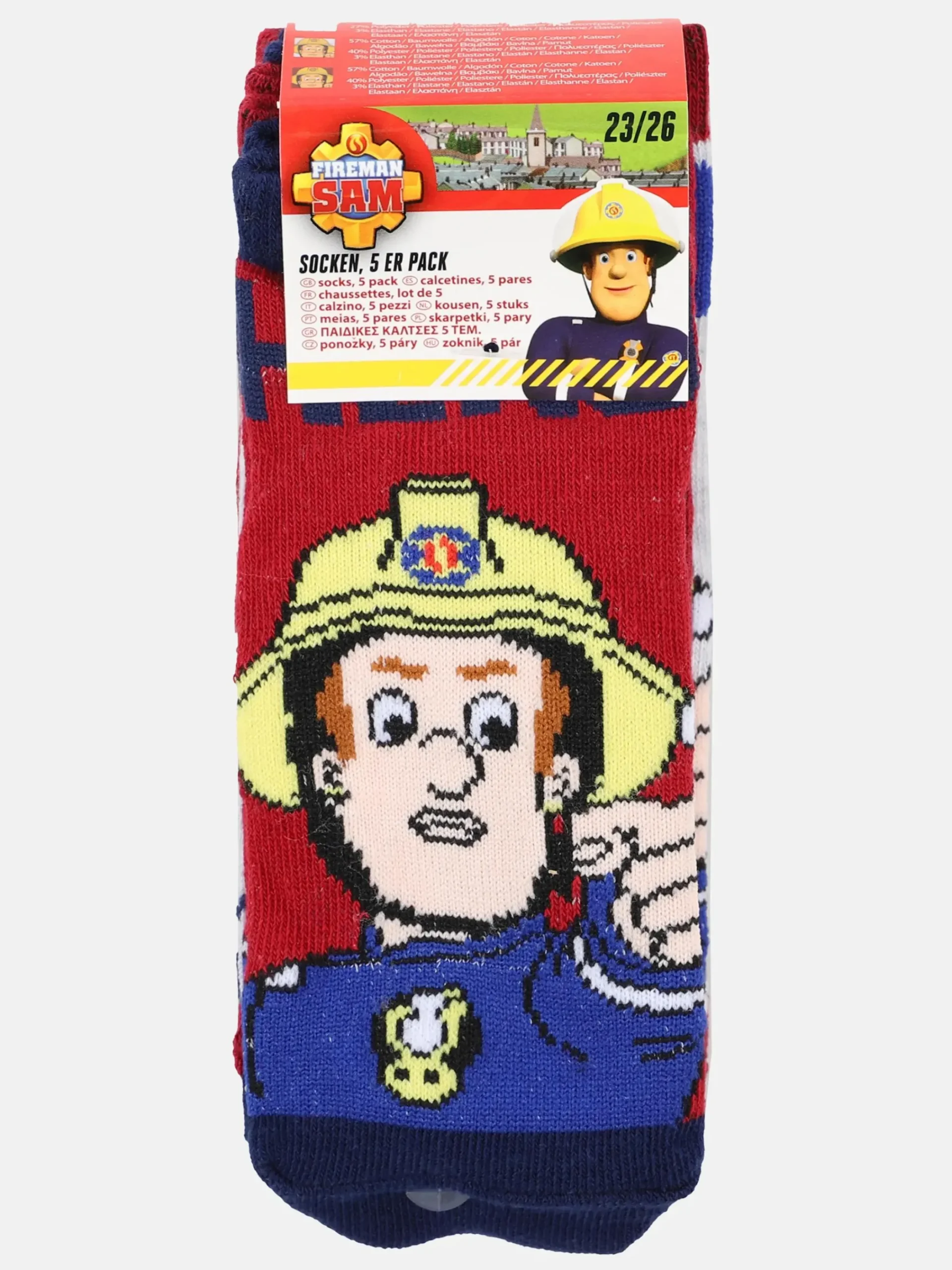 Kinder Feuerwehrmann Sam Jungen Socken im 5er Pack mit Feuerwehr Sam Motiven