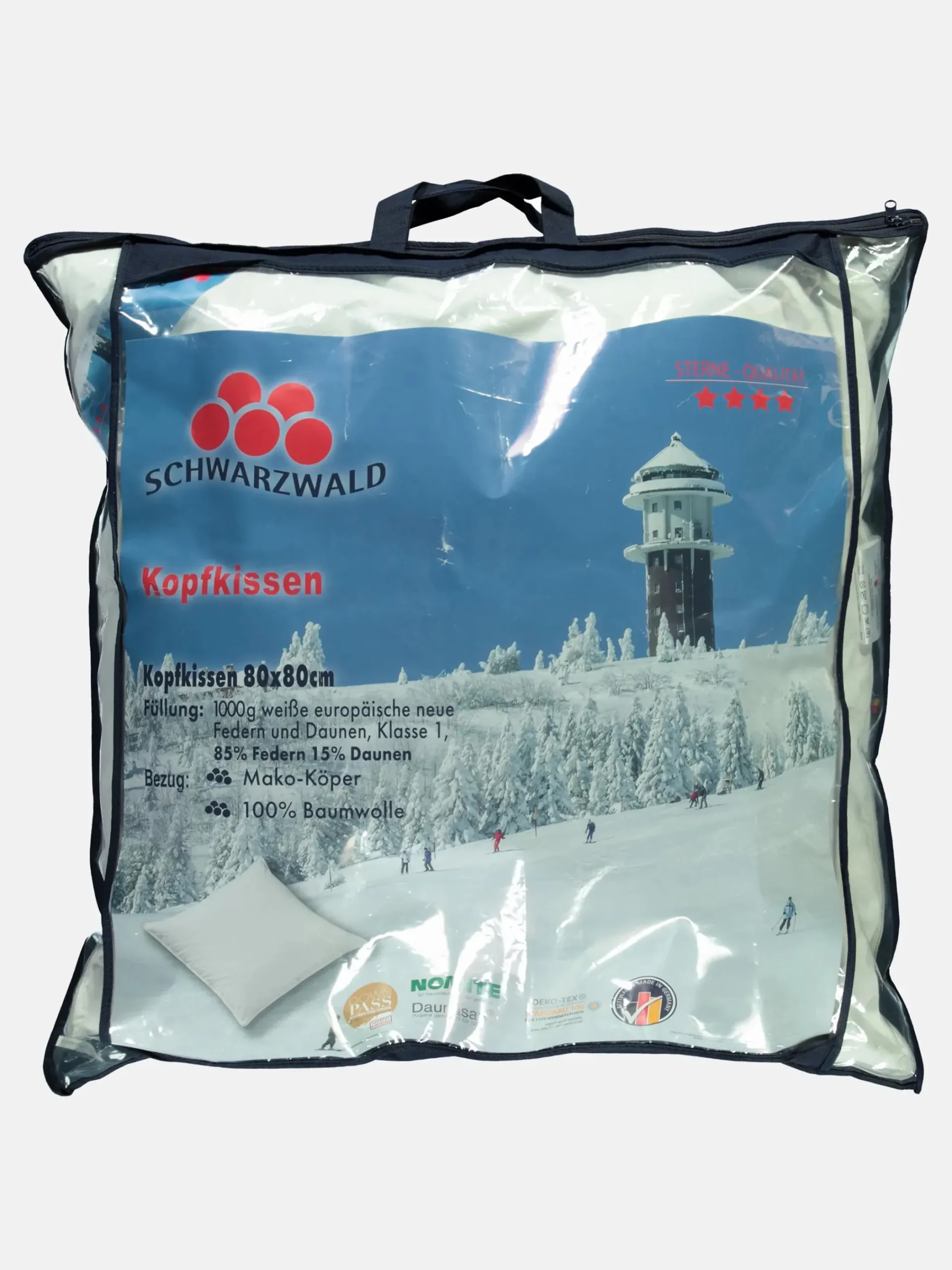 Schwarzwald Kopfkissen mit Daunen-und Federfüllung 80x80cm