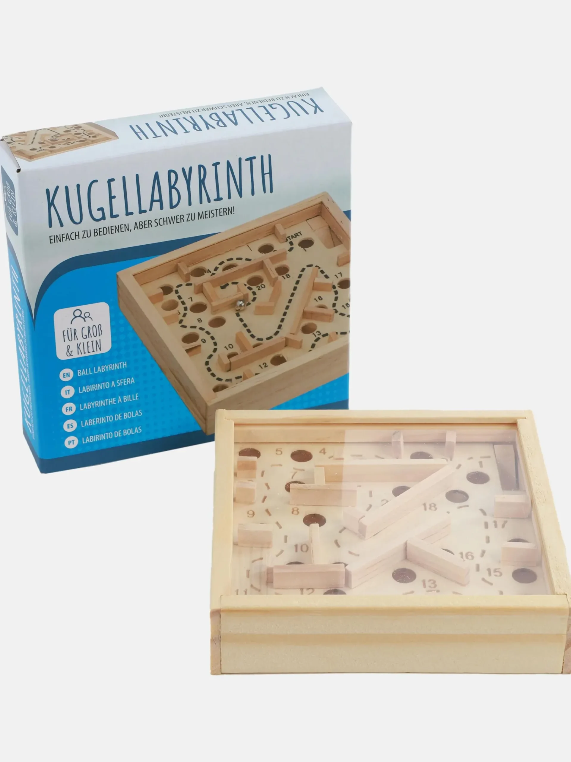 Kinder Spielzeug Kugellabyrinth aus Holz, 12x12cm