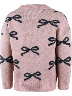 Kinder One Way Mädchen Jaquard Pullover mit Allover Schleifchen-Motiv